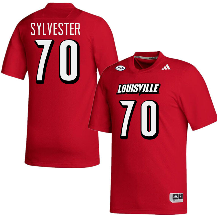 Men #70 Trevonte Sylvester Louisville Cardinals College Football Jerseys Stitched-Red